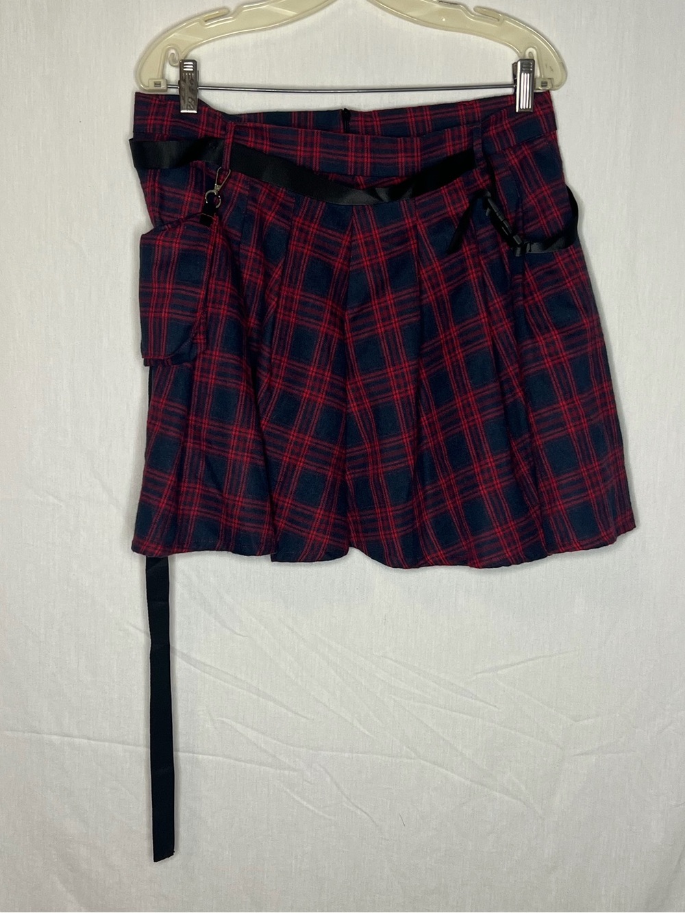 SHEIN Curve 1XL Black & White Checkerboard Color Block Pleated Skater Skirt
